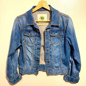 Ett Twa Anthropologie Denim Jean Jacket Cropped Casual Cute Y2K Chic Classic Sm.